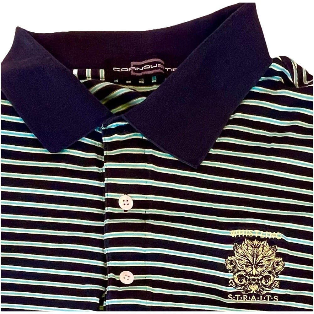 Carnoustie Golf Polo Shirt Men’s Large Whistling Straits Black Yellow Stripes